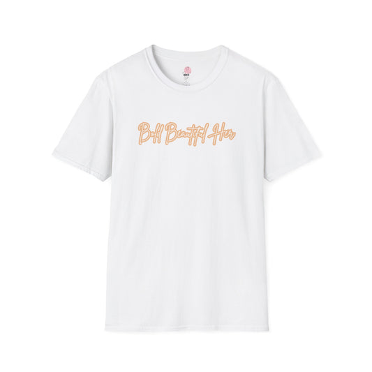 Script T-Shirt - Bold Beautiful Her Retro Stripe Tee | Lightweight Cotton Shirt