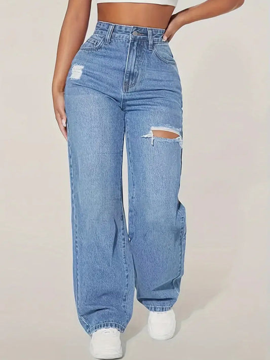 Daya Straight Leg Ripped Jean