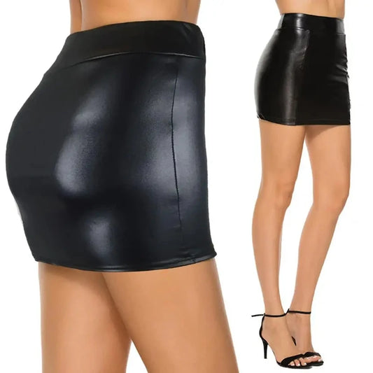Naomi High Waist Faux Leather Bodycon Mini Skirt | URHER