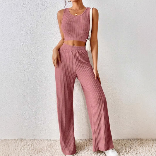 Elara Ribbed Knit Vest Set