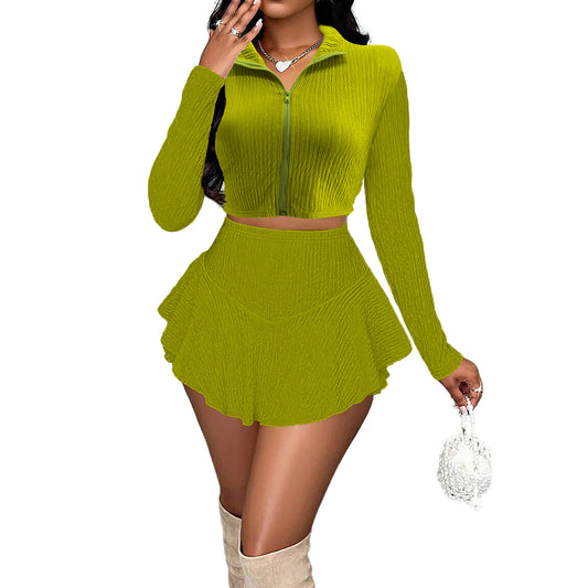 Reign Zipper-Top Ruffle Skirt Set