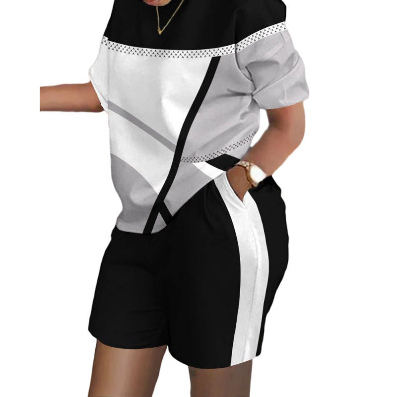 Camille Printed Short-Sleeve Two-Piece Set