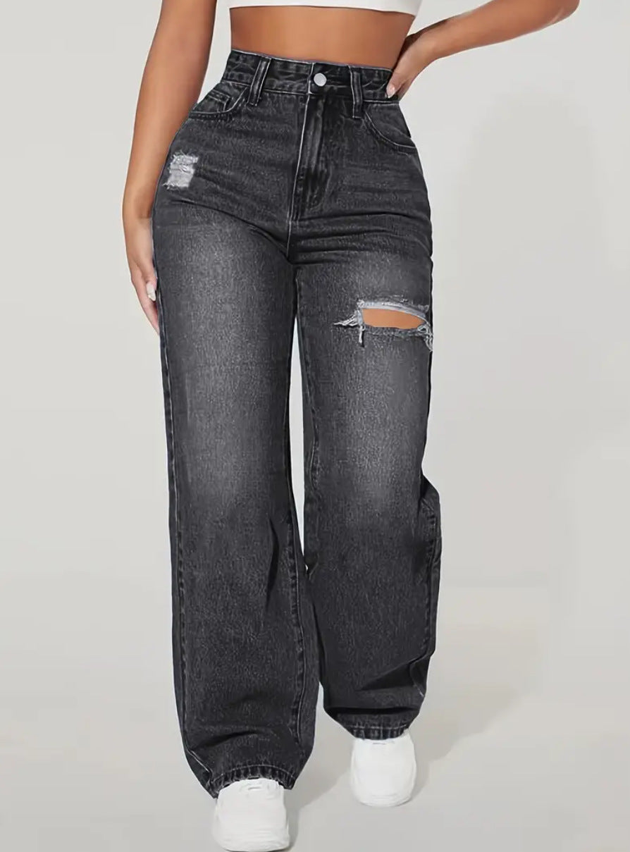 Daya Straight Leg Ripped Jean