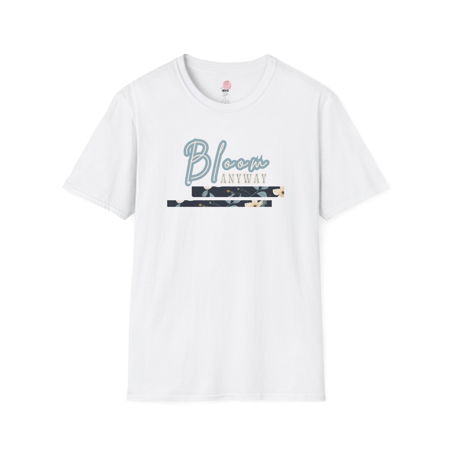 Blue bloom Block T-Shirt – Gildan Softstyle Cotton Crew Neck Casual Tee