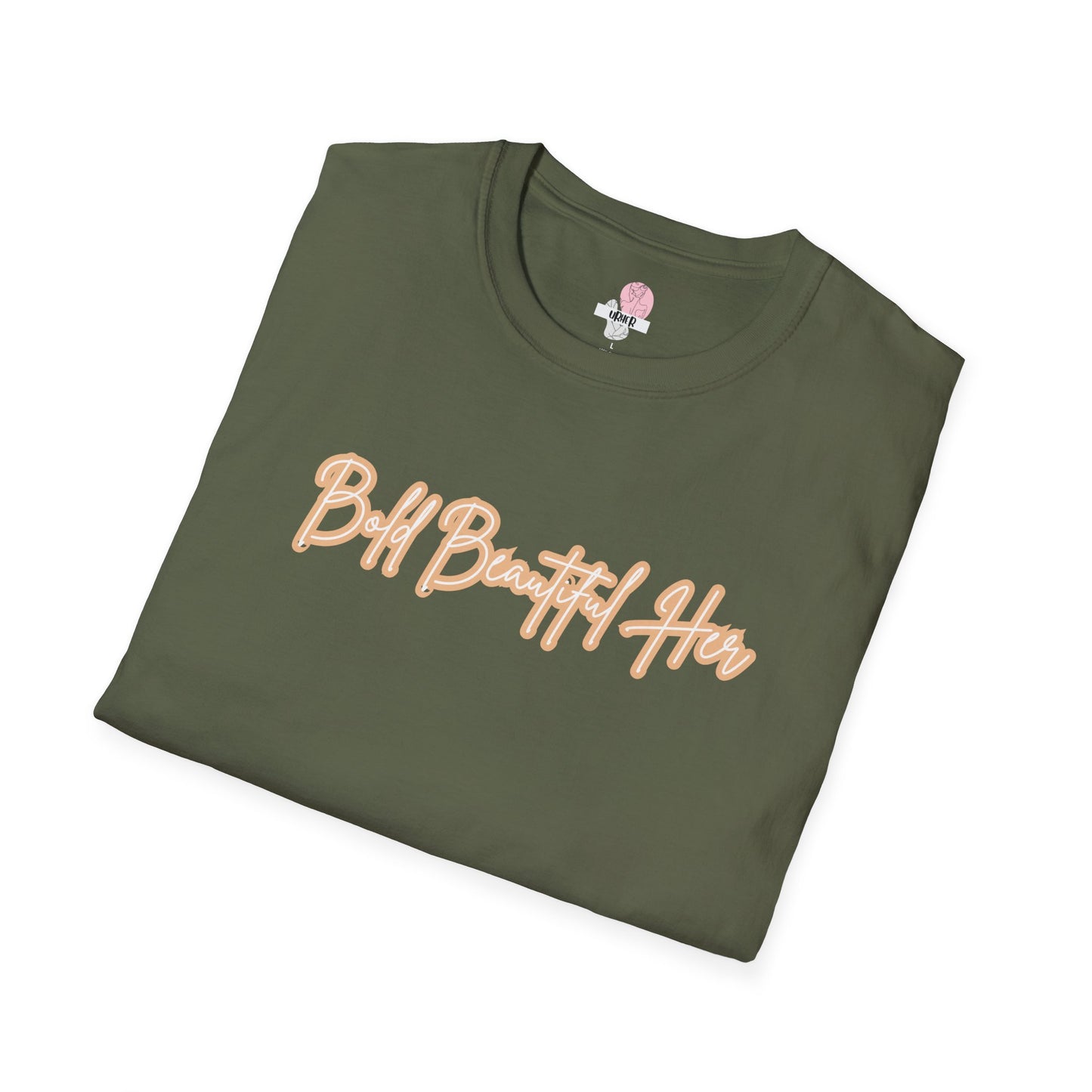Script T-Shirt - Bold Beautiful Her Retro Stripe Tee | Lightweight Cotton Shirt