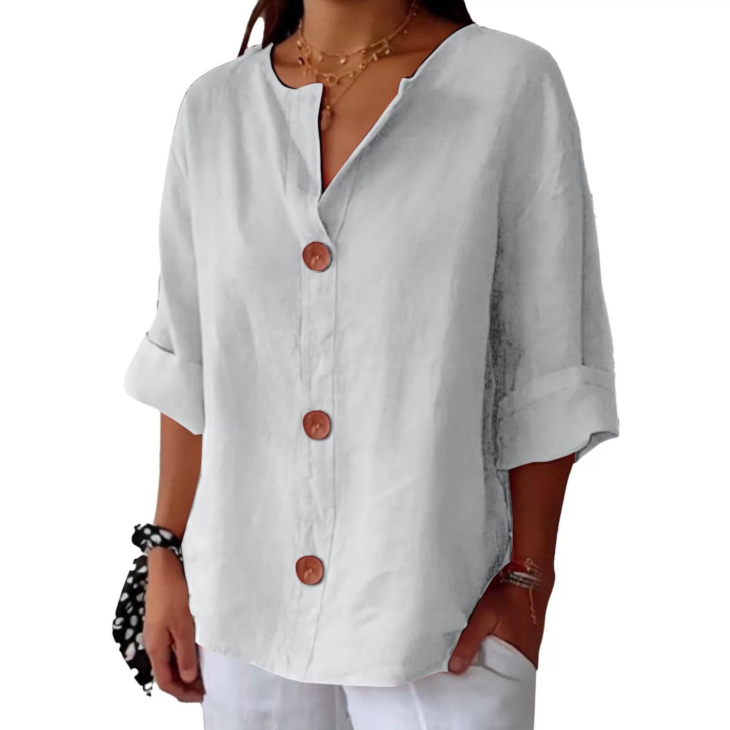 Odera V-Neck Button Top