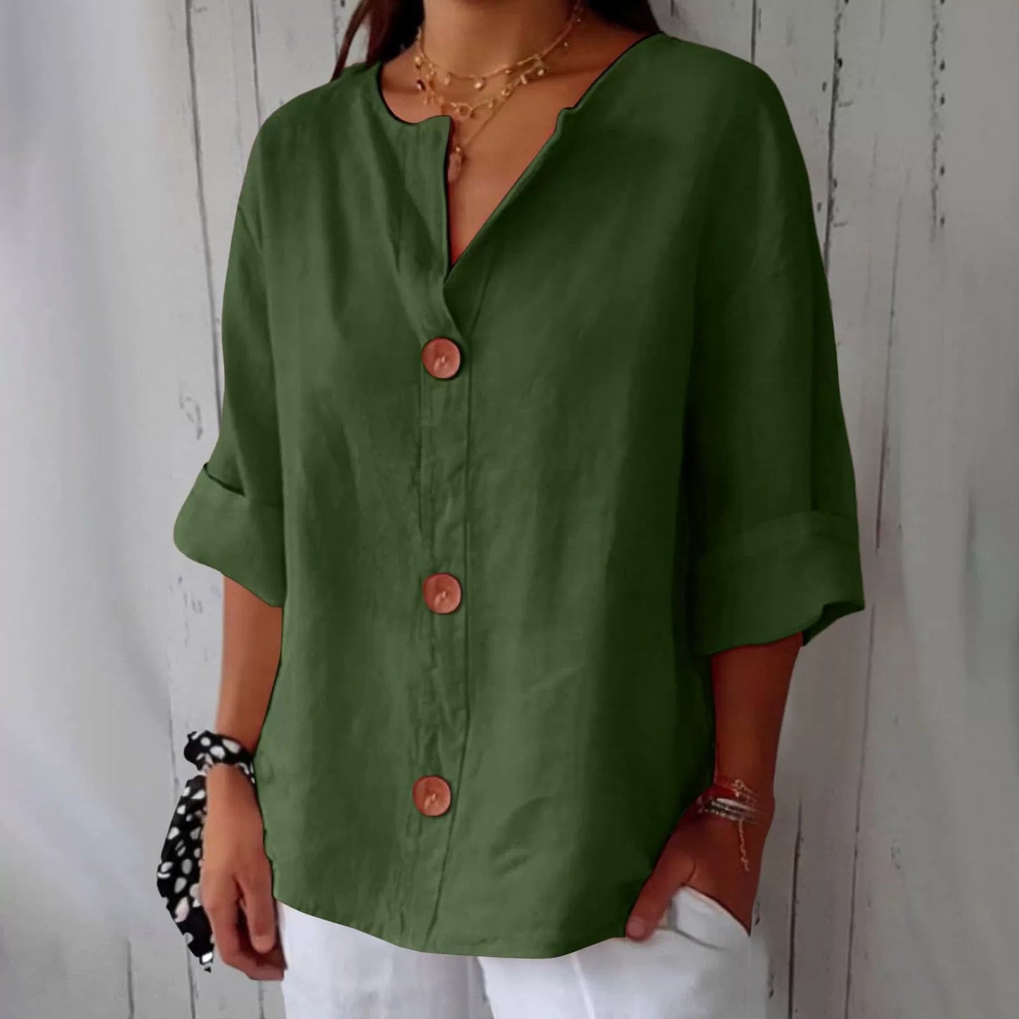 Odera V-Neck Button Top