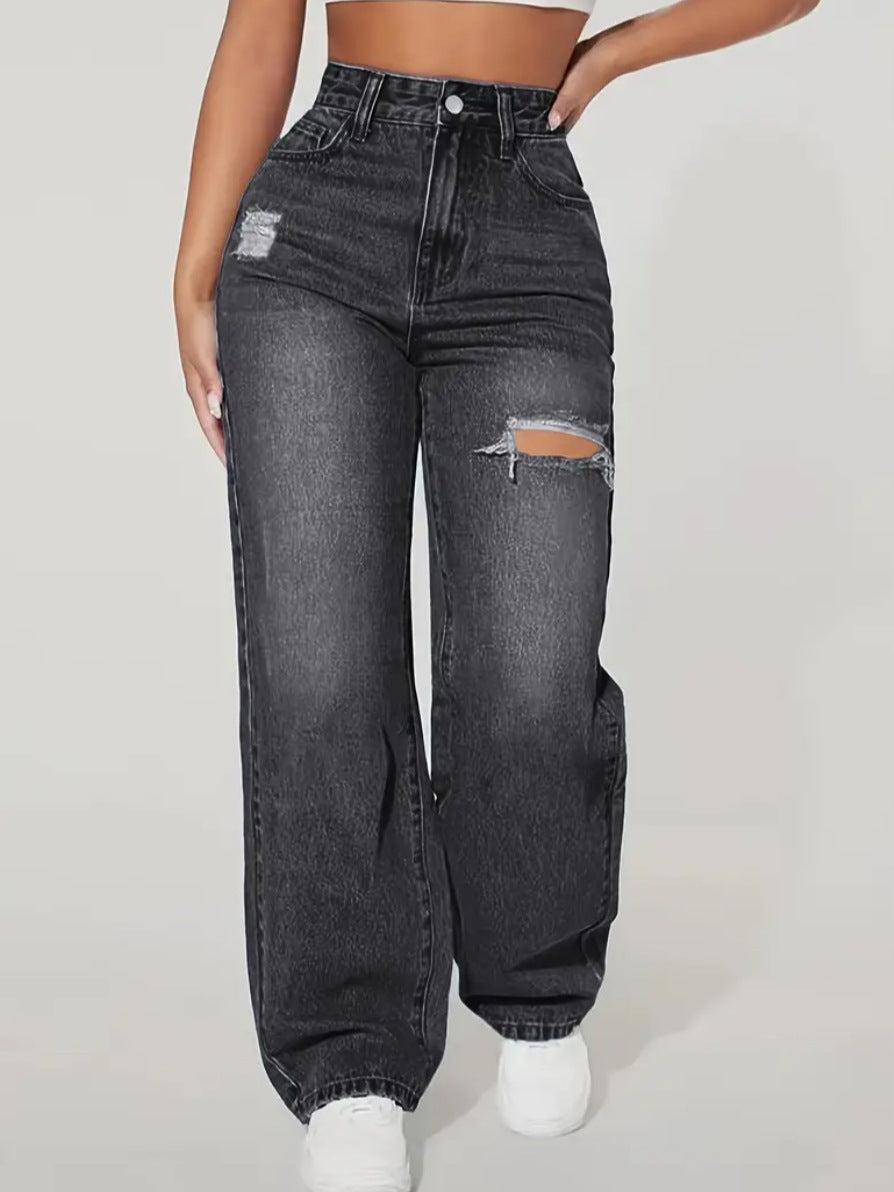 Daya Straight Leg Ripped Jean