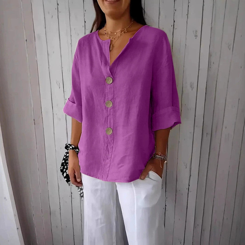 Odera V-Neck Button Top