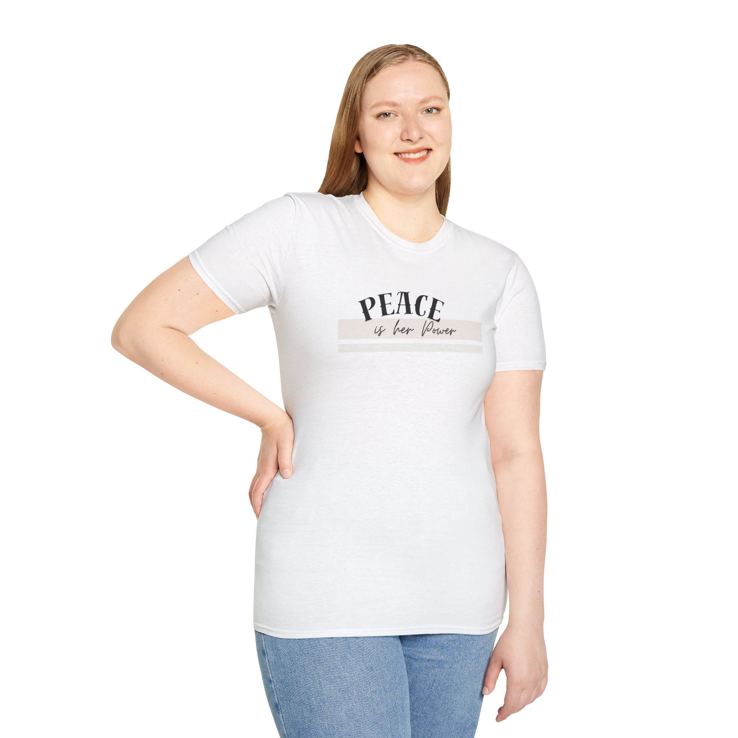 Peace Is Her Power T-Shirt — Feminine Minimalist Graphic Tee