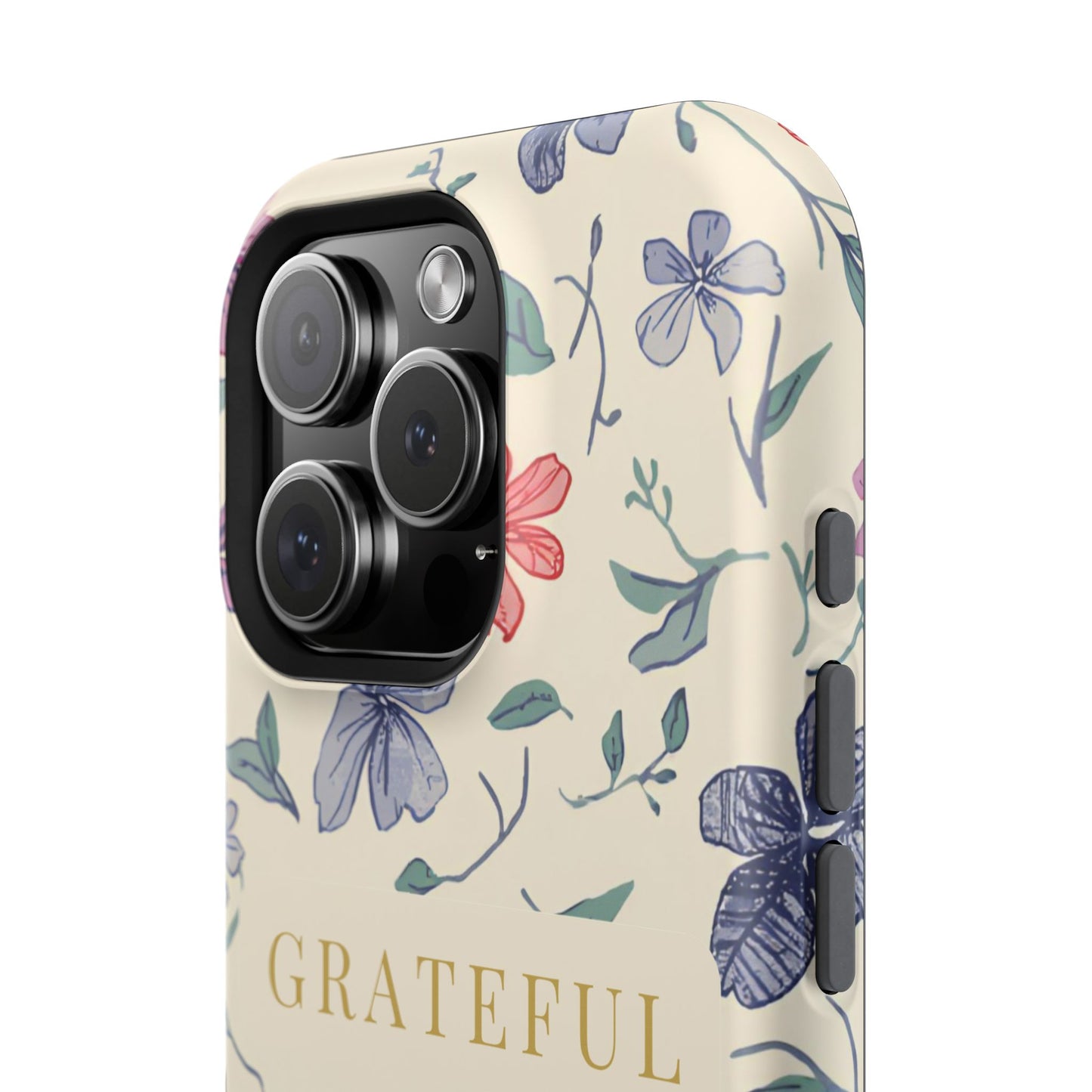 Floral "Grateful" Protective Floral Phone Cover
