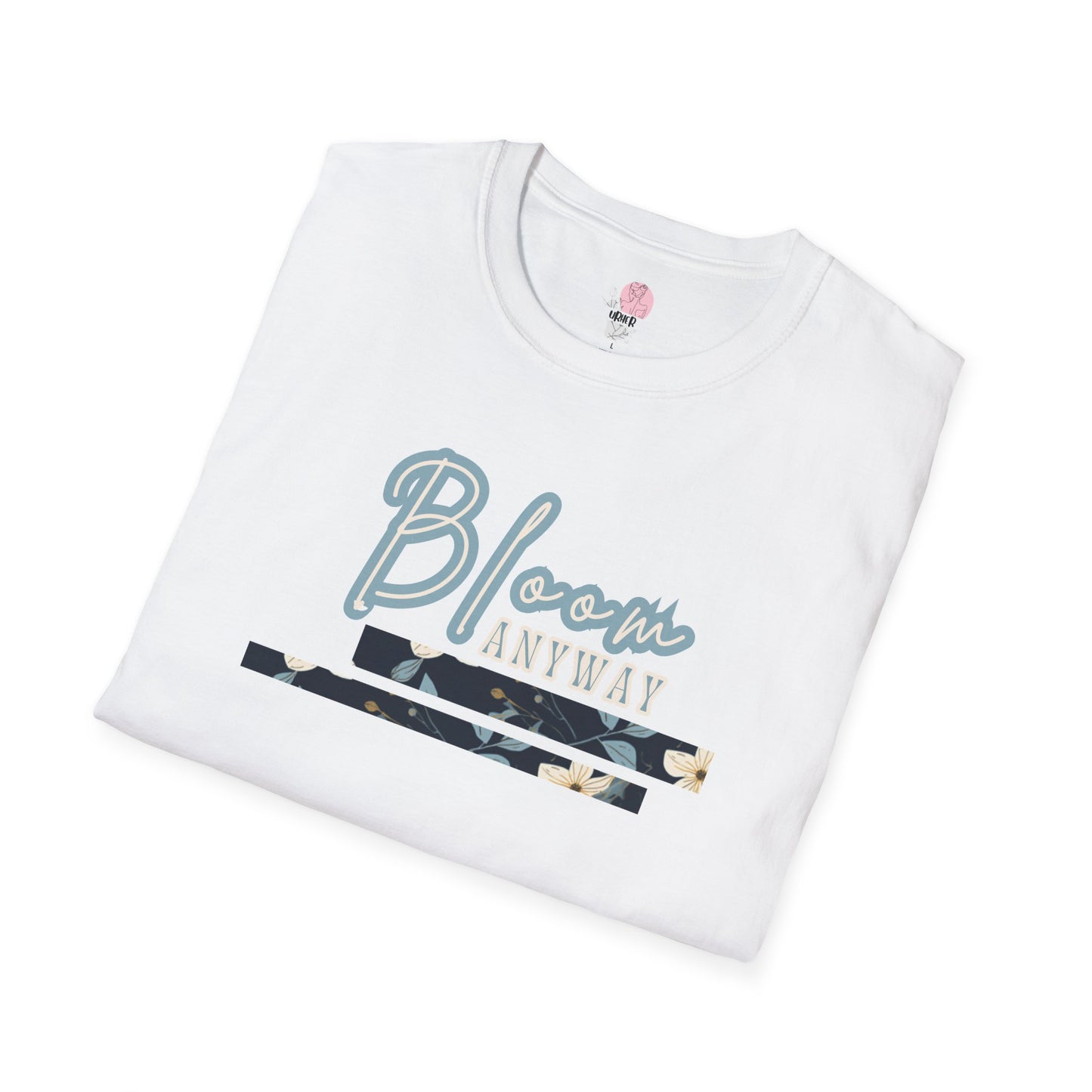Blue bloom Block T-Shirt – Gildan Softstyle Cotton Crew Neck Casual Tee