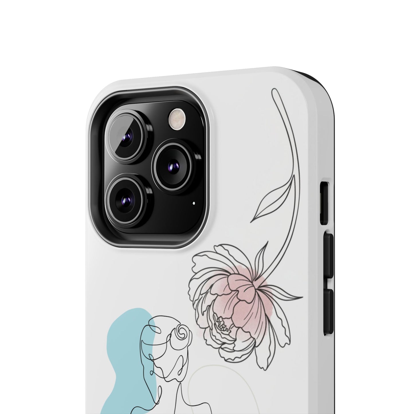 Phone Case — Minimal Line Art Woman with Pastel Shapes (Tough Protective Case)