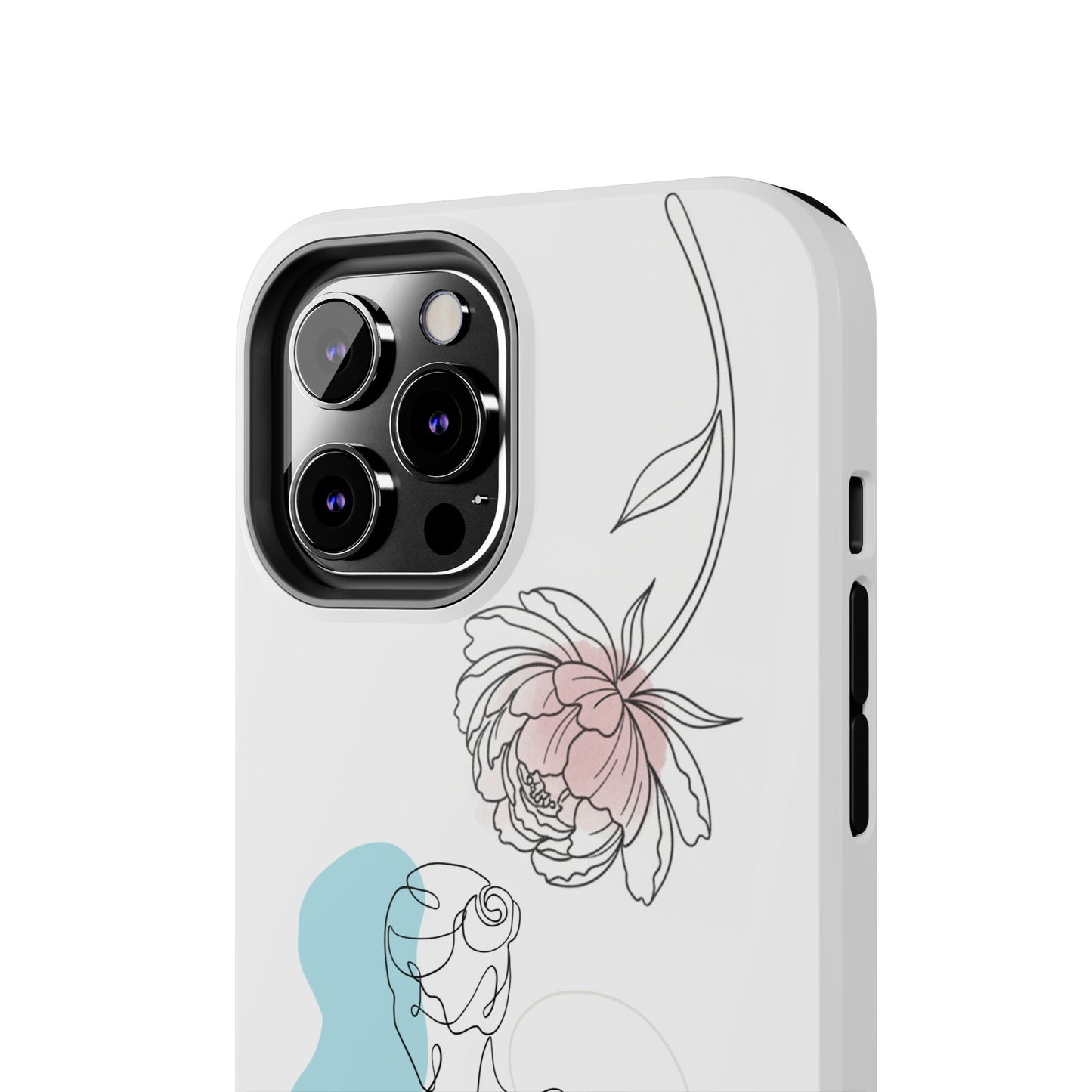 Phone Case — Minimal Line Art Woman with Pastel Shapes (Tough Protective Case)