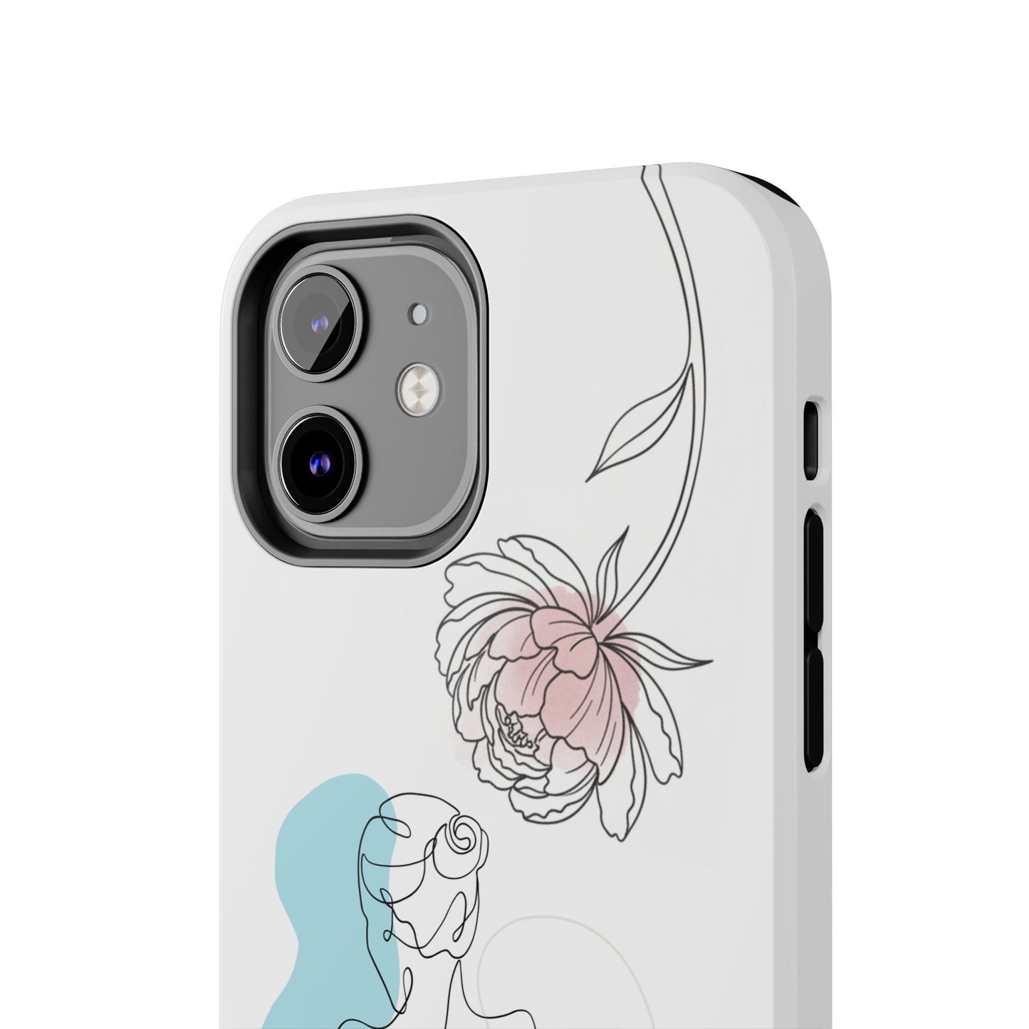 Phone Case — Minimal Line Art Woman with Pastel Shapes (Tough Protective Case)
