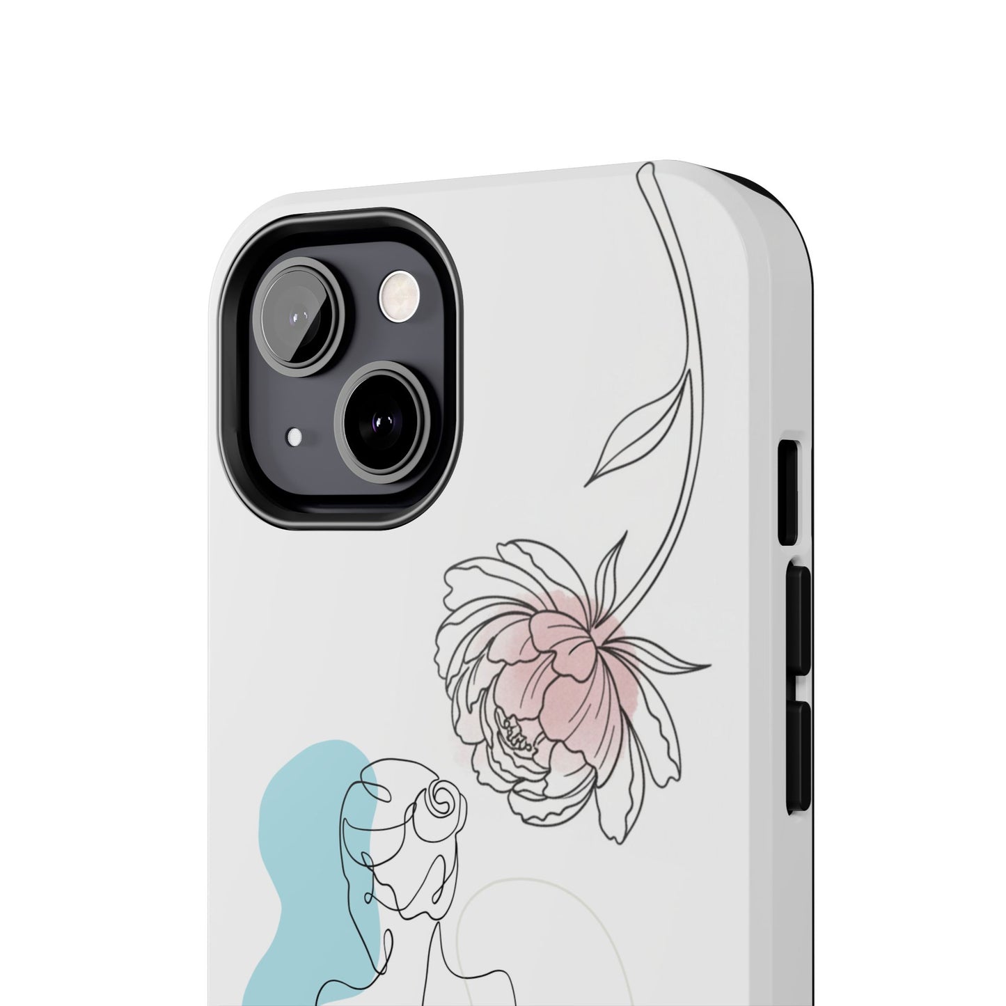 Phone Case — Minimal Line Art Woman with Pastel Shapes (Tough Protective Case)