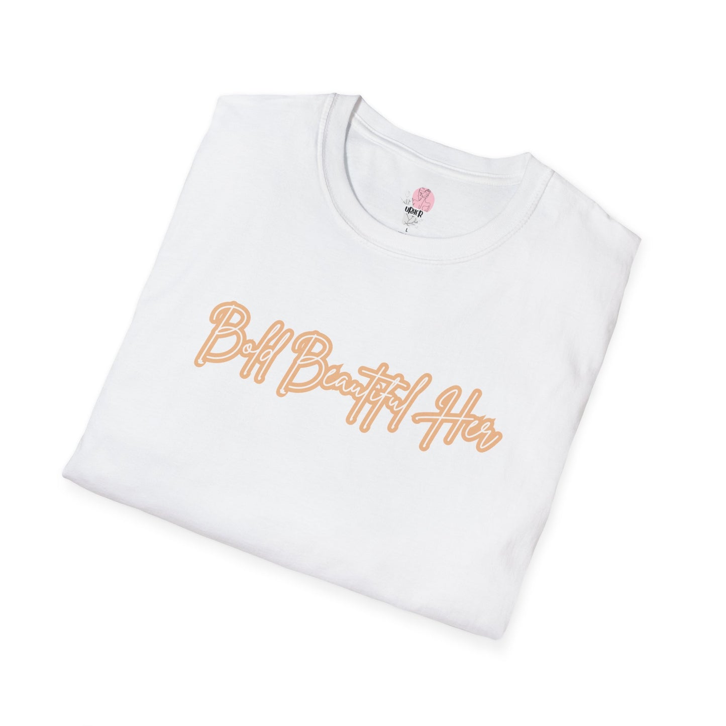 Script T-Shirt - Bold Beautiful Her Retro Stripe Tee | Lightweight Cotton Shirt