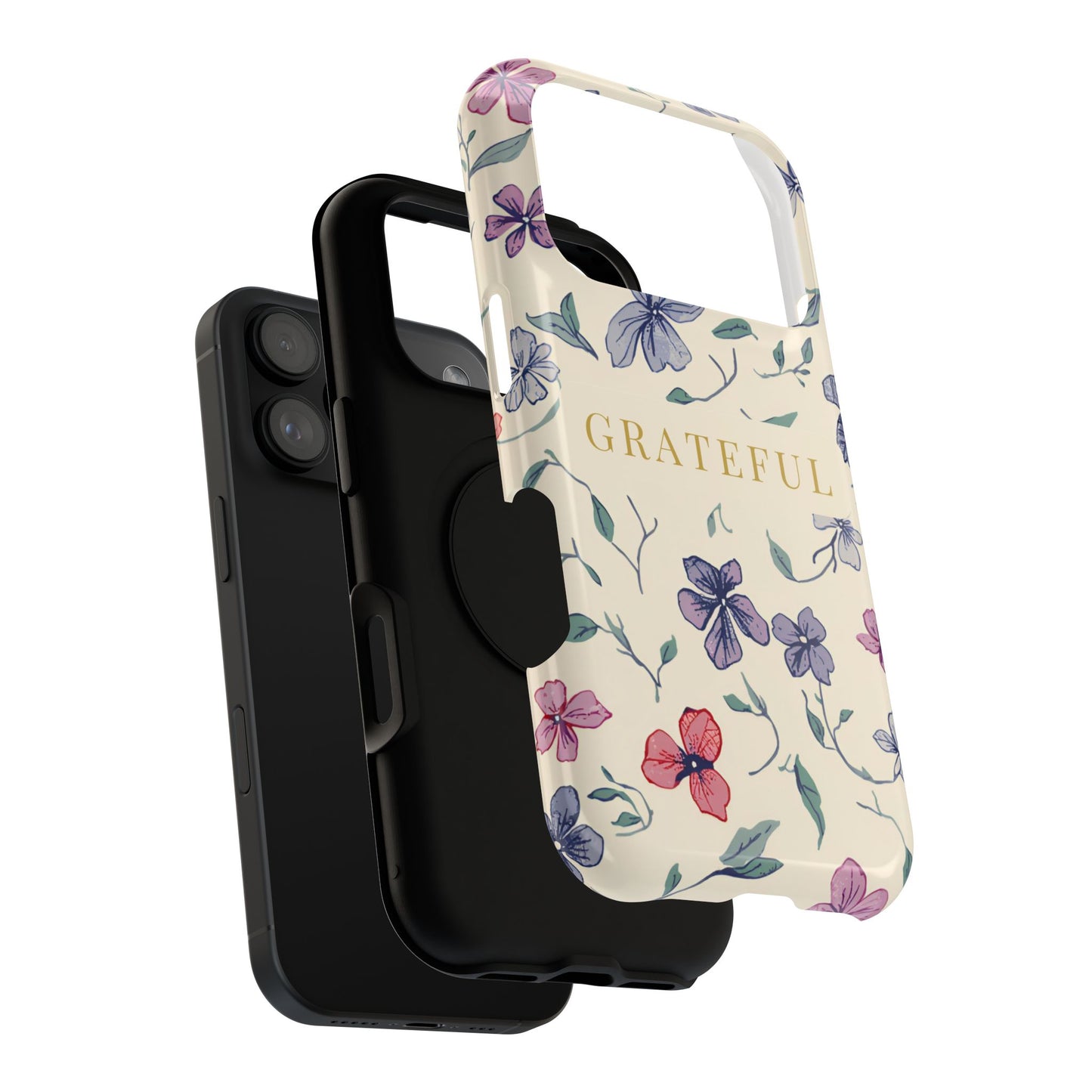 Floral "Grateful" Protective Floral Phone Cover