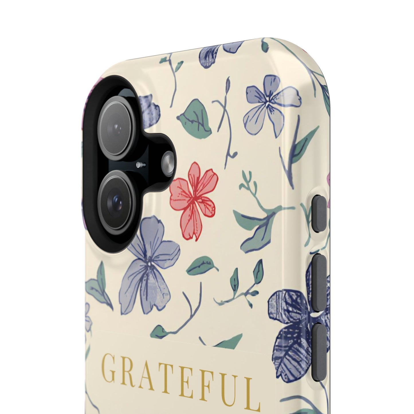 Floral "Grateful" Protective Floral Phone Cover