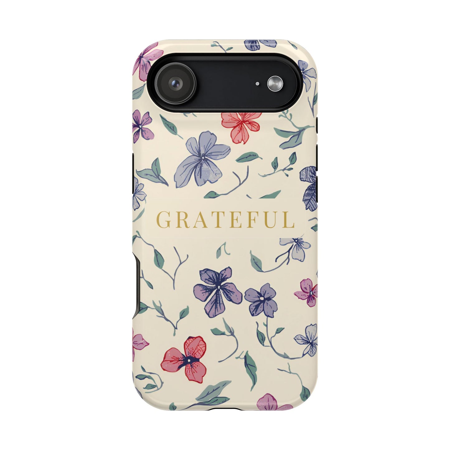 Floral "Grateful" Protective Floral Phone Cover