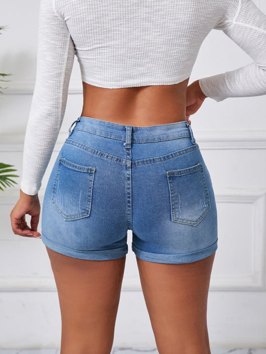 Jade High-Waist Ripped Denim Short