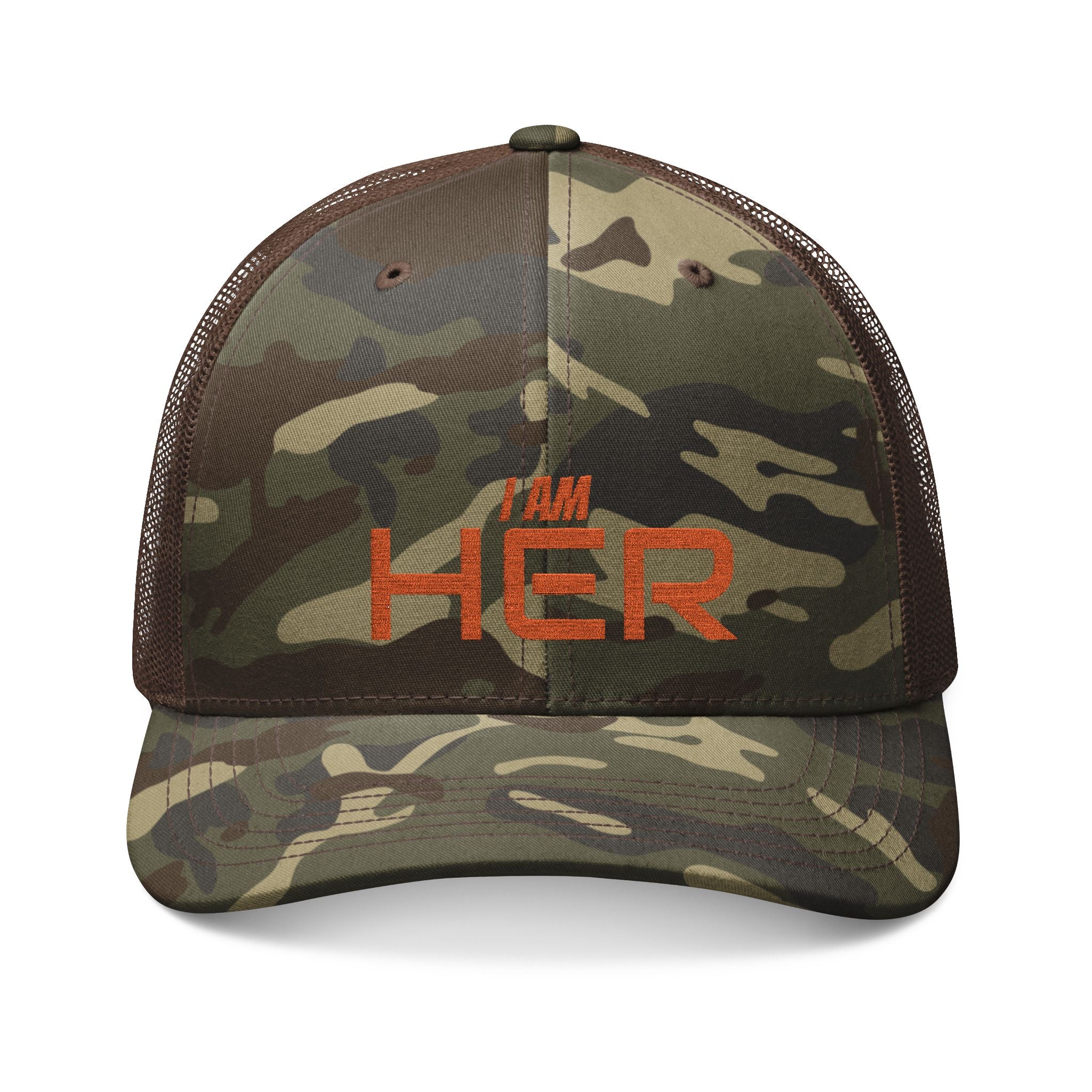 “I am HER” Embroidered—Camouflage Trucker Hat