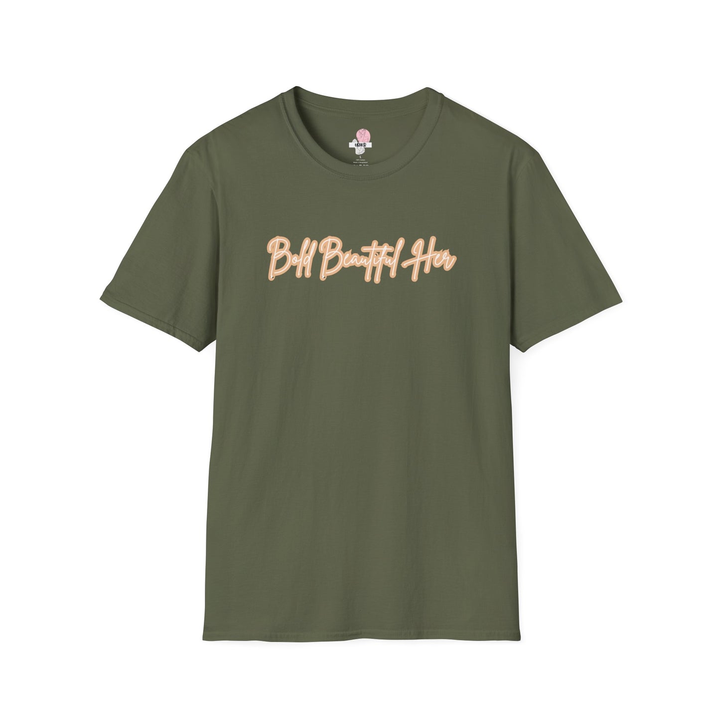 Script T-Shirt - Bold Beautiful Her Retro Stripe Tee | Lightweight Cotton Shirt