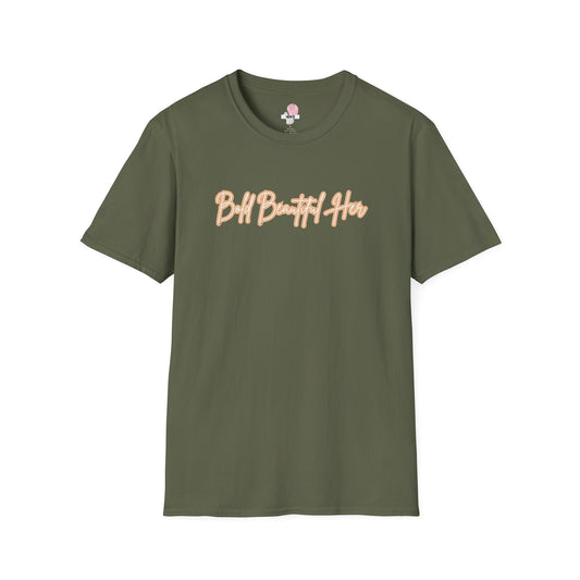Script T-Shirt - Bold Beautiful Her Retro Stripe Tee | Lightweight Cotton Shirt