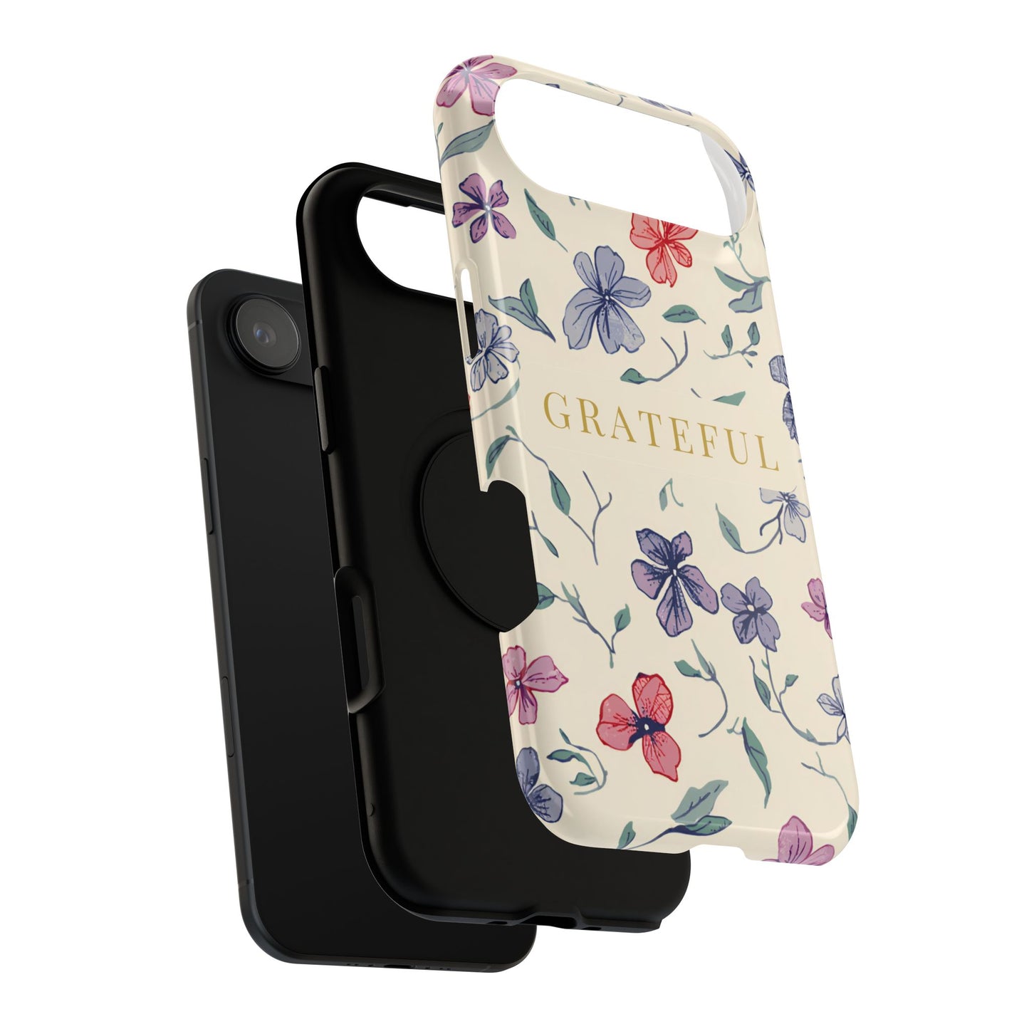 Floral "Grateful" Protective Floral Phone Cover