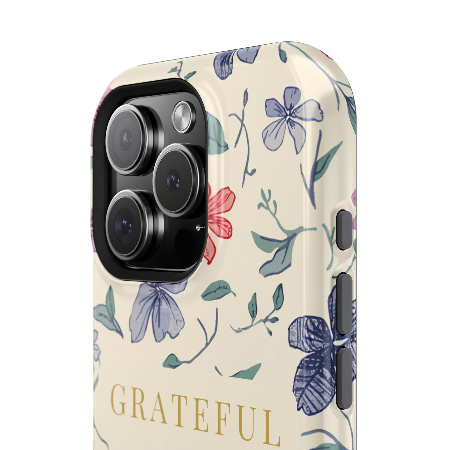 Floral "Grateful" Protective Floral Phone Cover