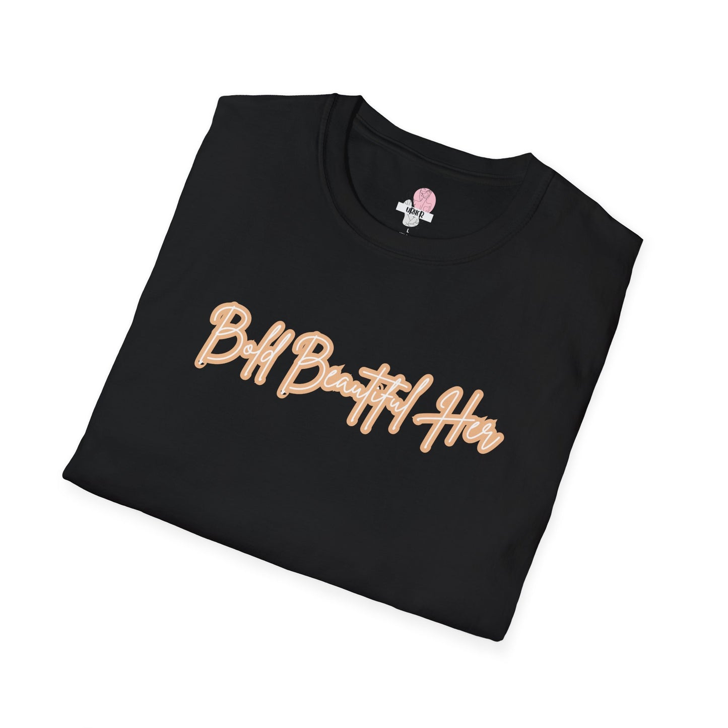 Script T-Shirt - Bold Beautiful Her Retro Stripe Tee | Lightweight Cotton Shirt