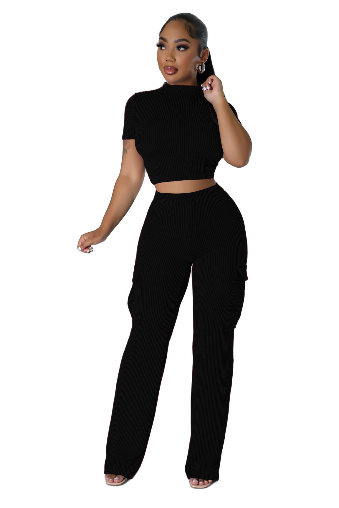 Lyric Solid Wide-Leg Jumpsuit Set