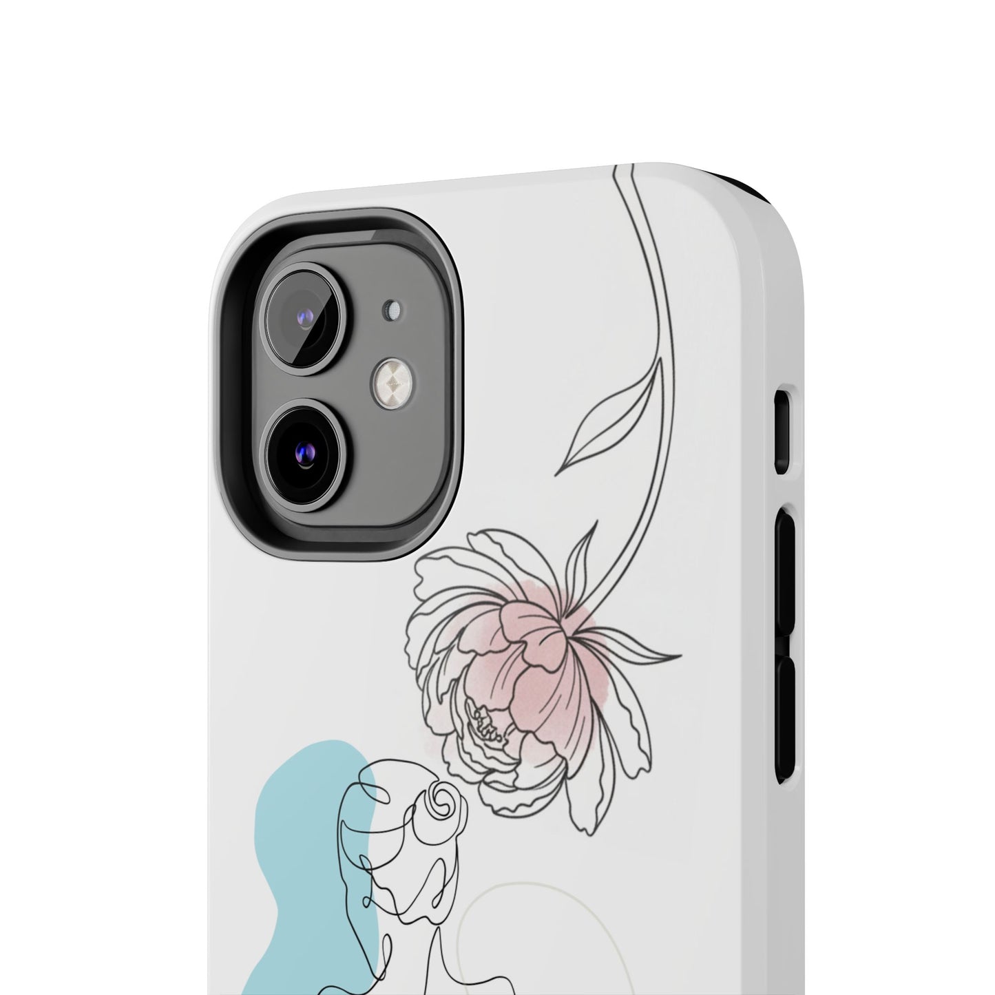 Phone Case — Minimal Line Art Woman with Pastel Shapes (Tough Protective Case)