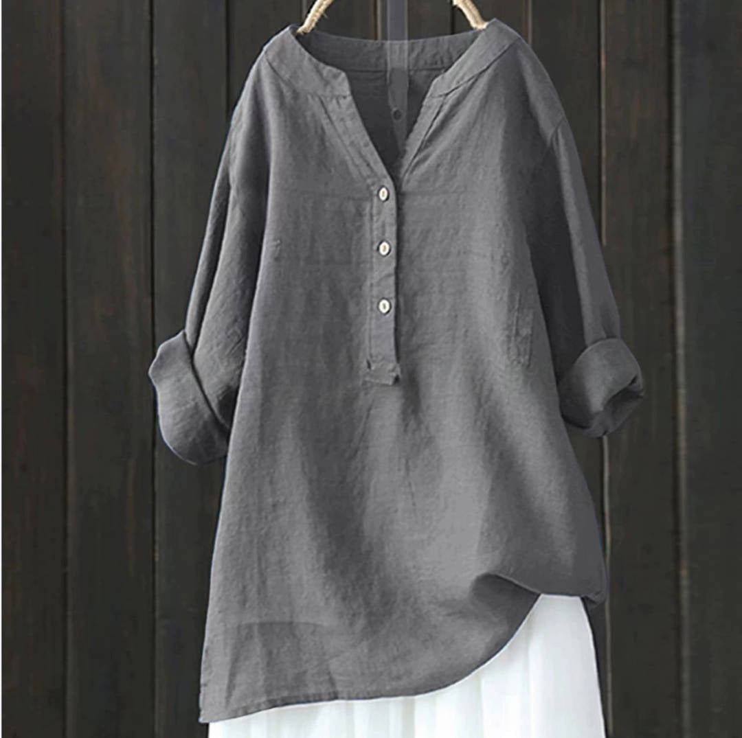 Isadora Stand Collar Linen Tunic