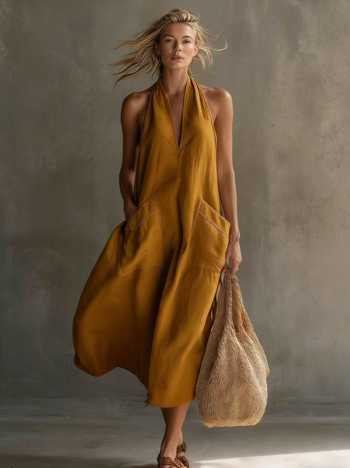 Poiree V-Neck Pocket Dress
