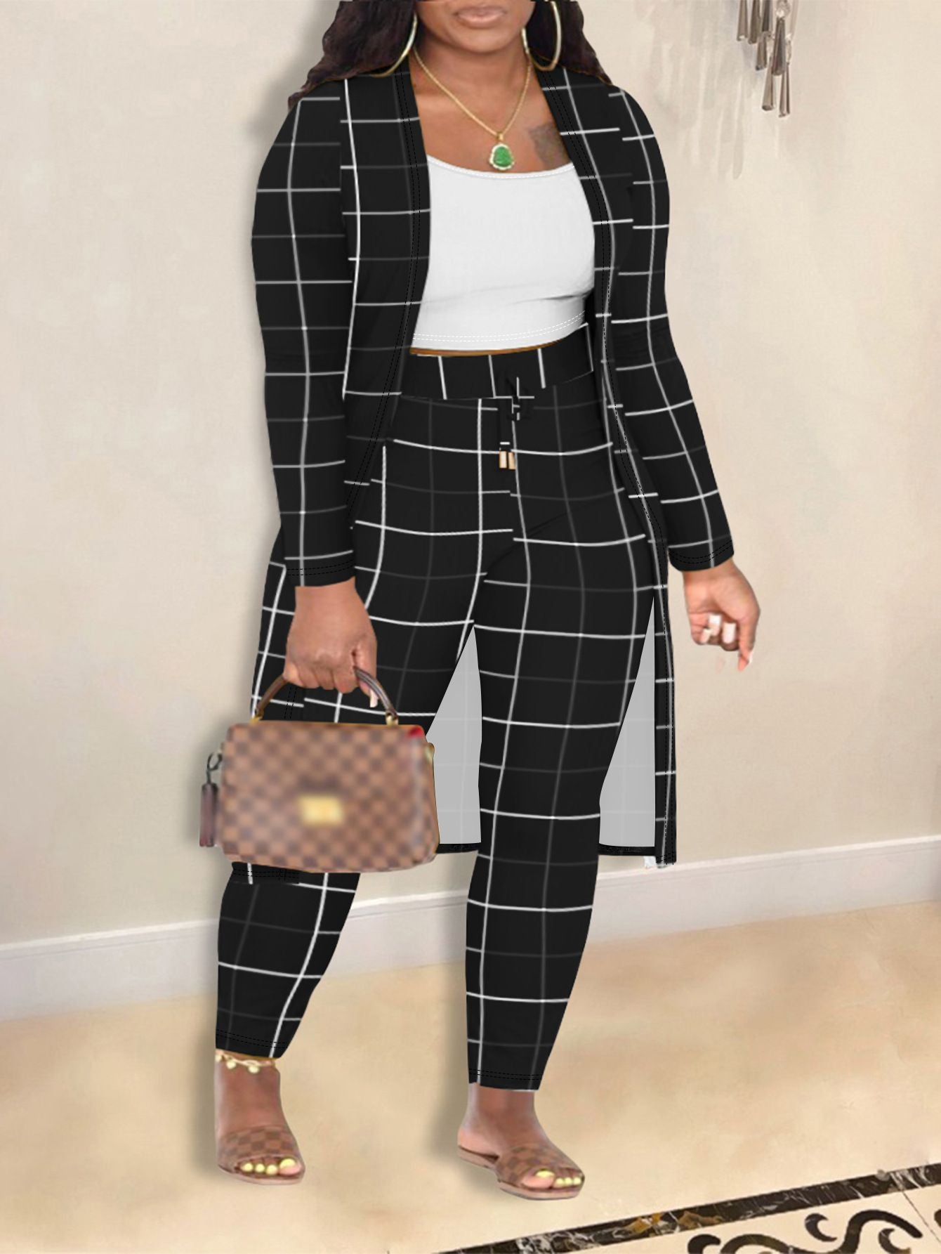 Zara Printed Coat & Trousers Set