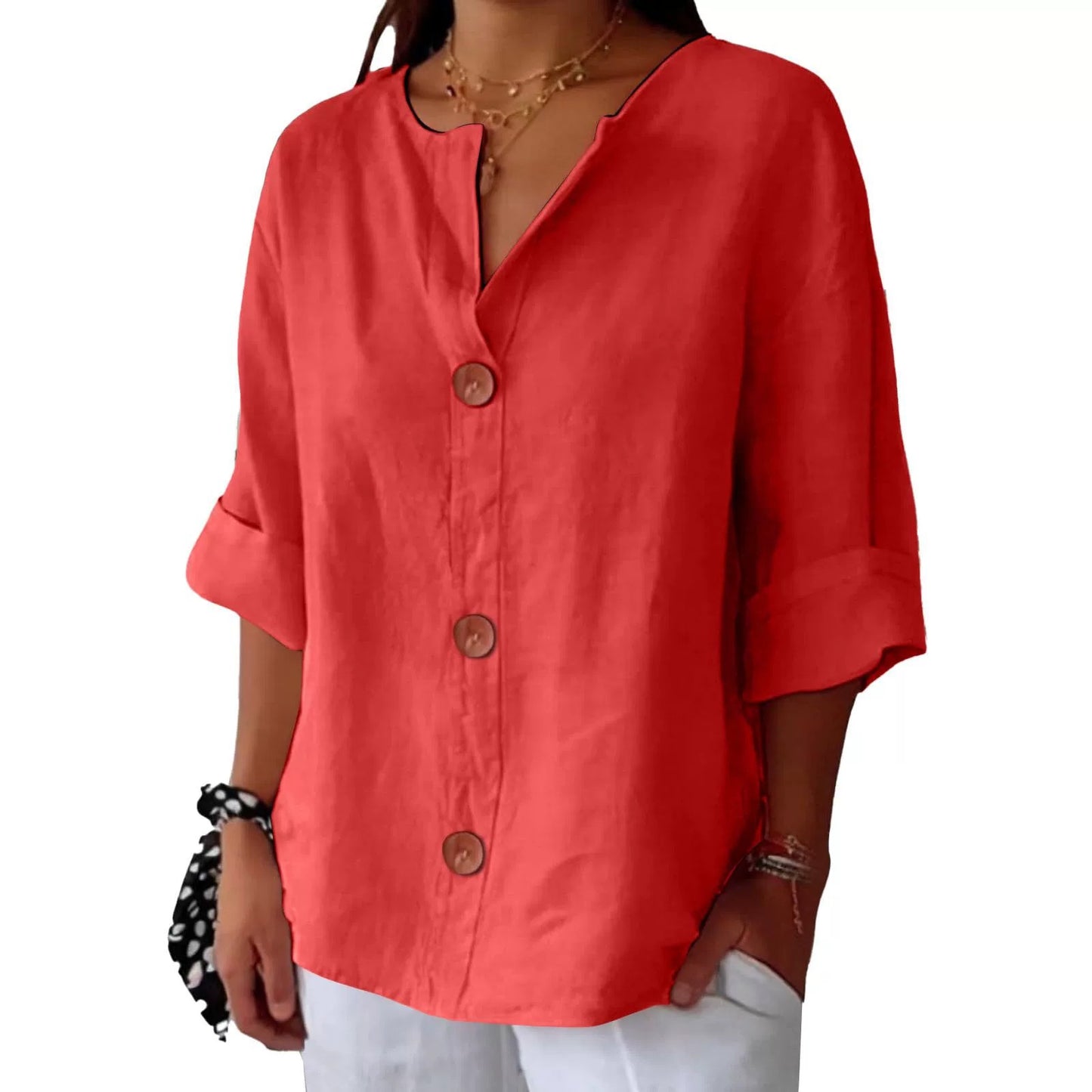 Odera V-Neck Button Top