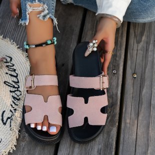 Soleil Thick-Sole Buckle Slide Slipper