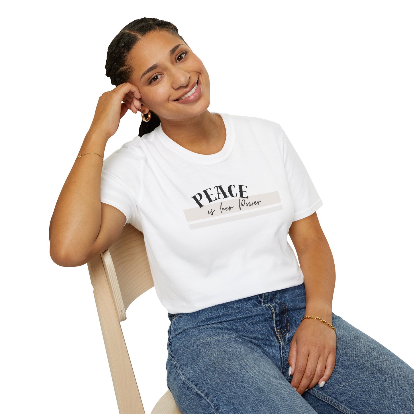 Peace Is Her Power T-Shirt — Feminine Minimalist Graphic Tee