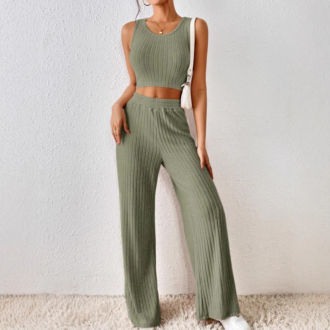 Elara Ribbed Knit Vest Set