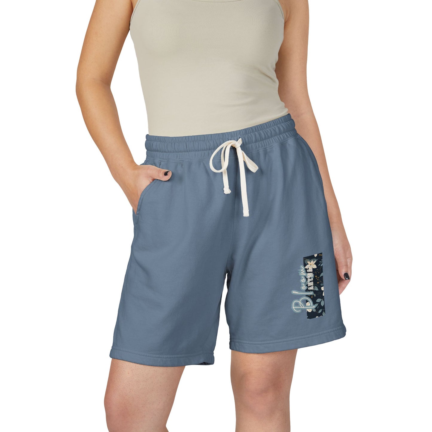 Lightweight Fleece Shorts - Blue Bloom Anyway Casual Drawstring Waist Shorts