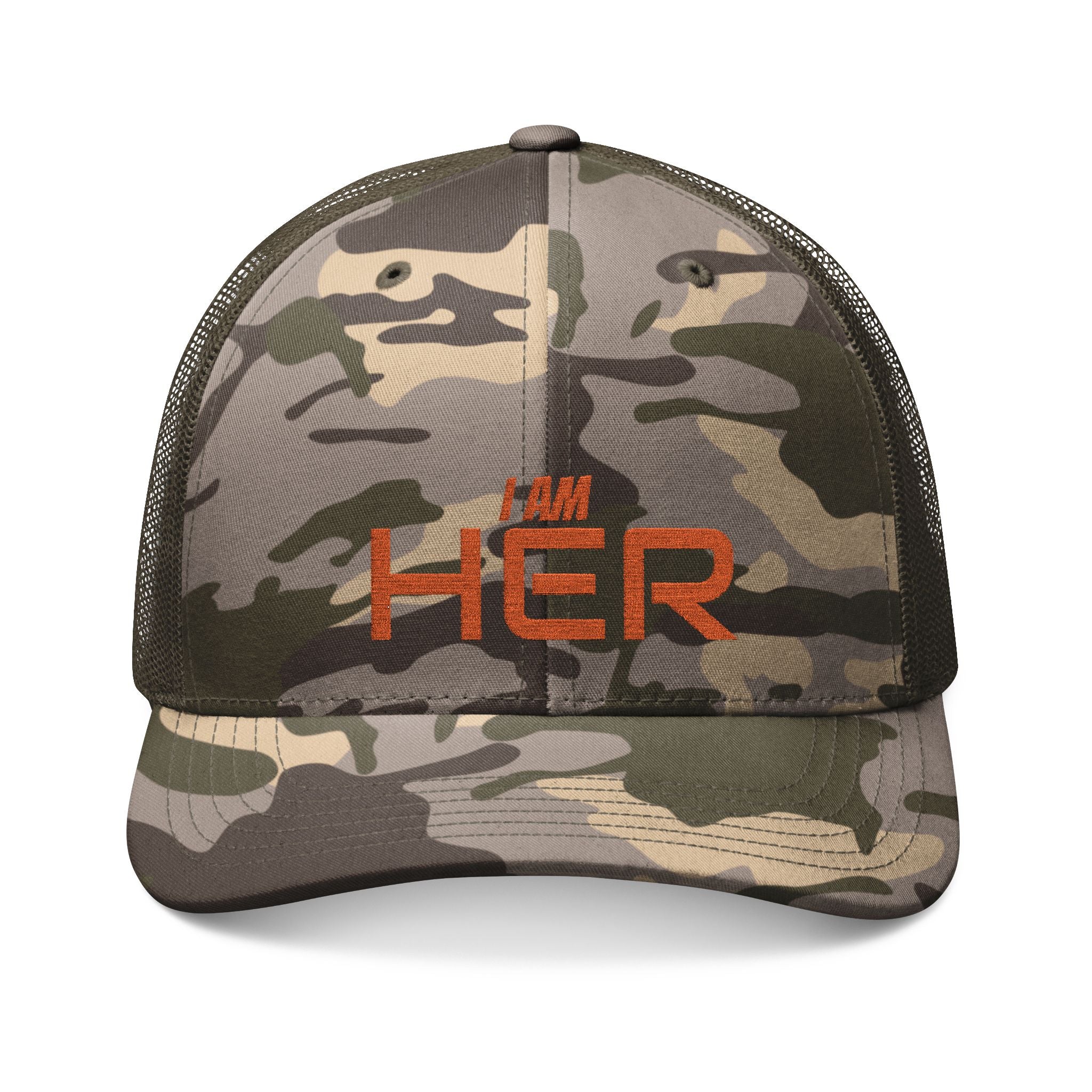“I am HER” Embroidered—Camouflage Trucker Hat