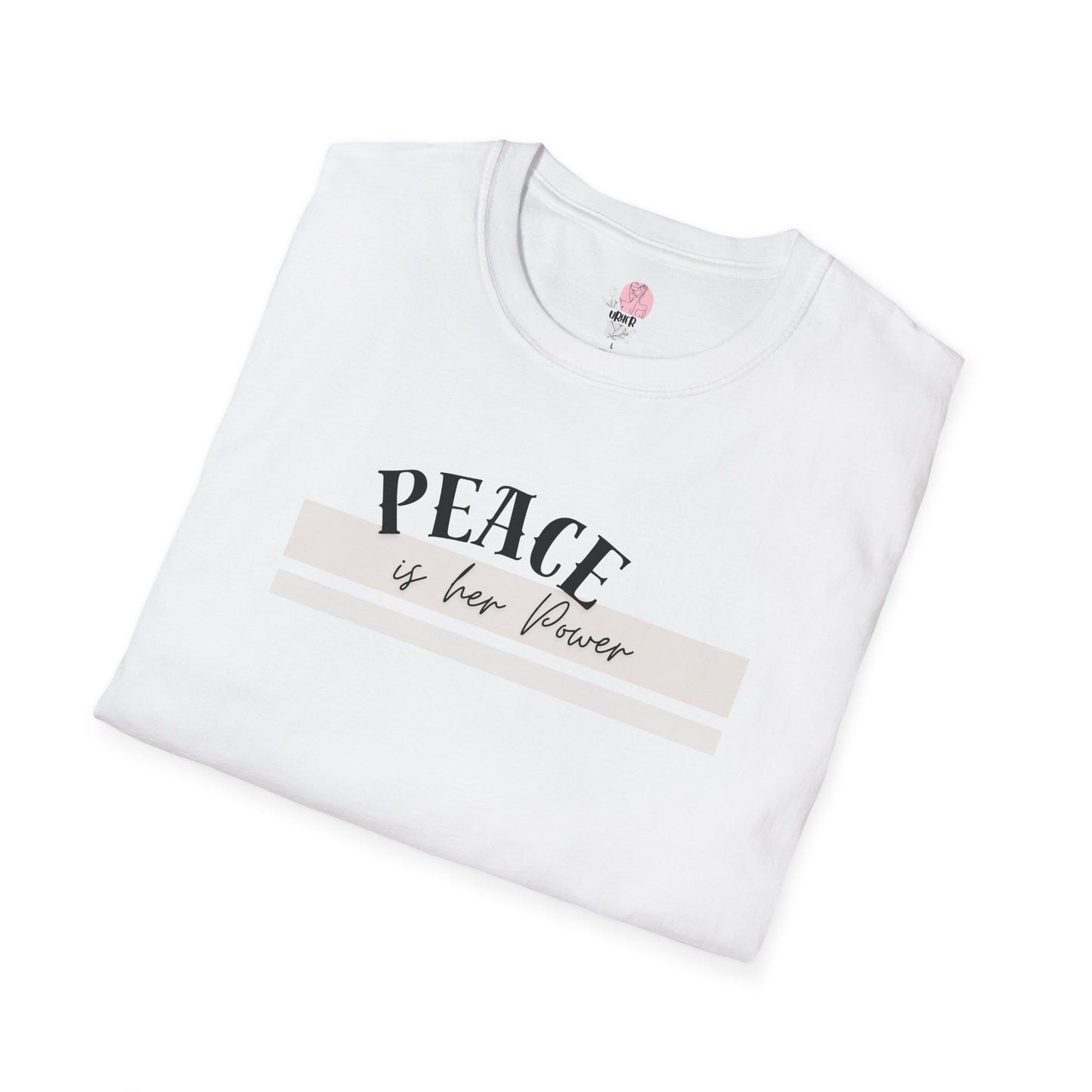 Peace Is Her Power T-Shirt — Feminine Minimalist Graphic Tee