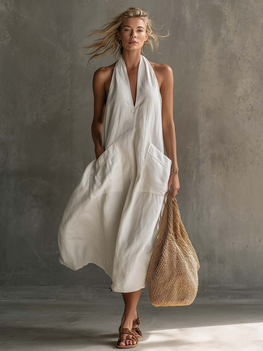 Poiree V-Neck Pocket Dress