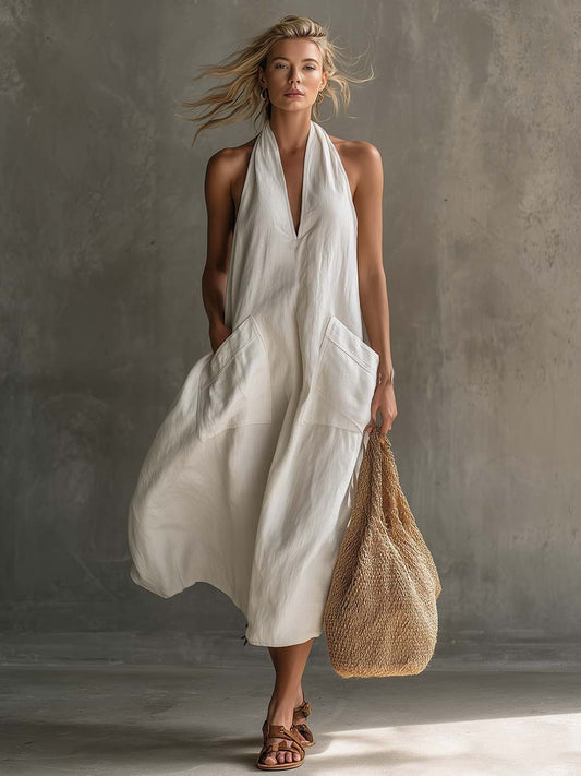 Poiree V-Neck Pocket Dress