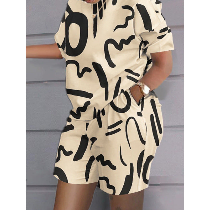 Camille Printed Short-Sleeve Two-Piece Set