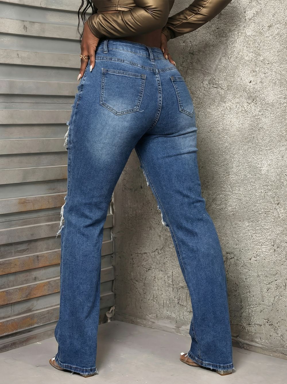 Harley High Stretch Vintage Flare Jeans with Fringed Tassel Hem