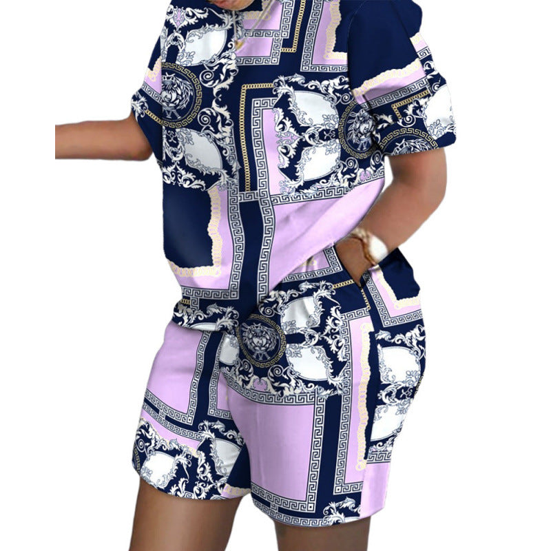 Camille Printed Short-Sleeve Two-Piece Set