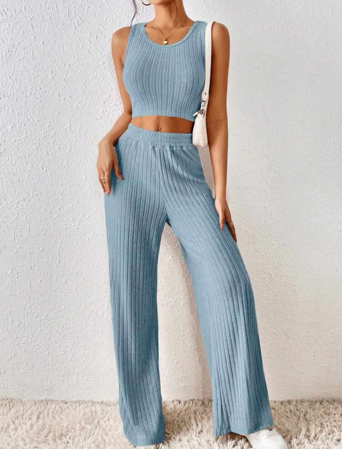 Elara Ribbed Knit Vest Set