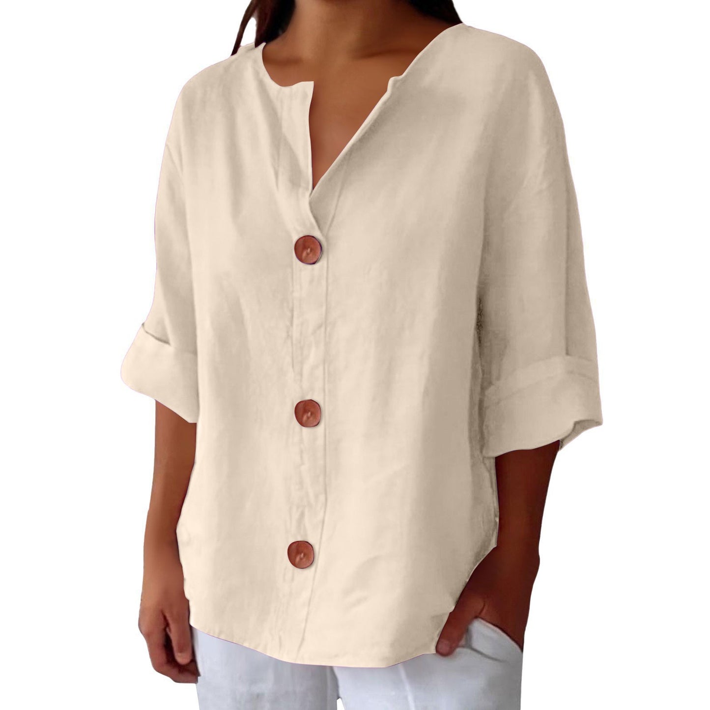Odera V-Neck Button Top